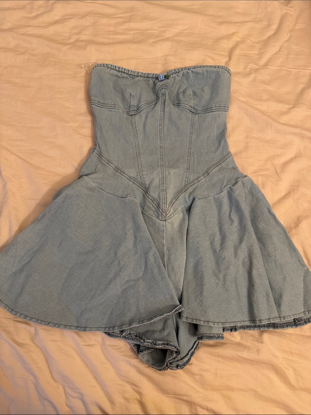 Fashion Nova Light Blue Denim Tube Top
